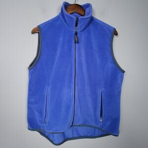 Woolrich Womens M Blue Full Zip Fleece Vest Outdoor Layering Pockets
